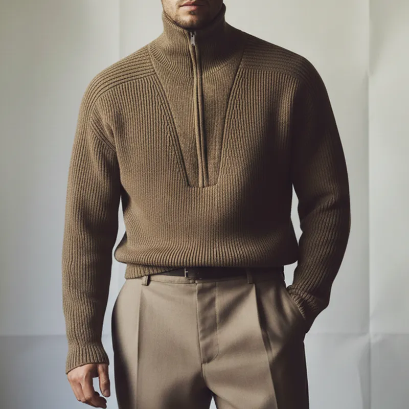 Men's Vintage Warm Zip-up Stand-collar Knitted Sweater MTA3041K4U sold by Manly product image thumbnail 3