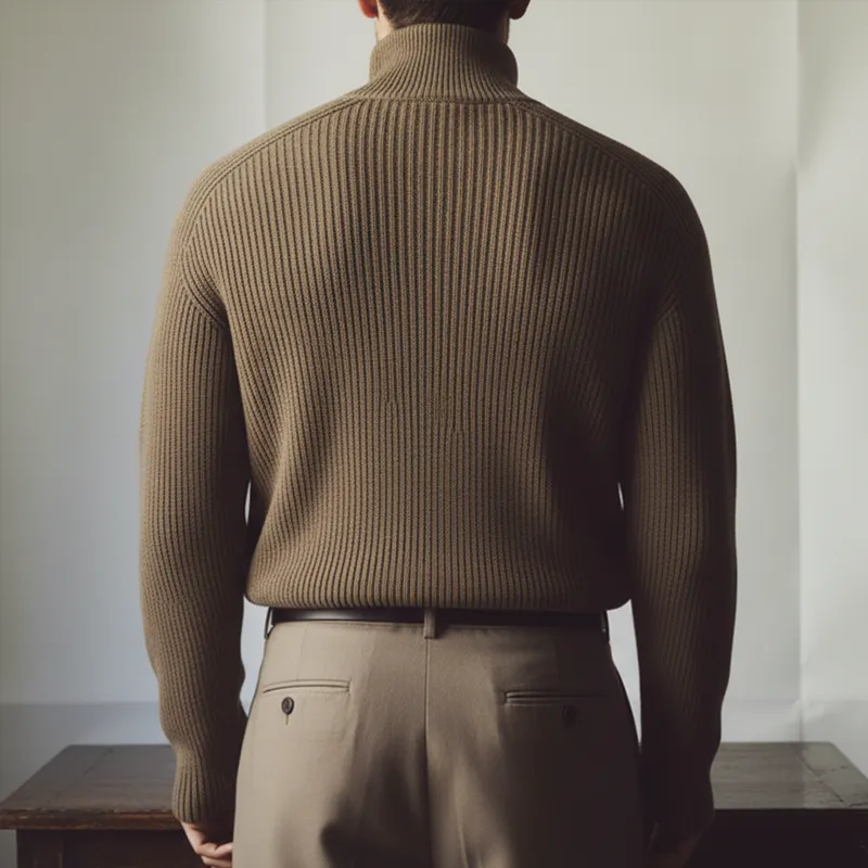 Men's Vintage Warm Zip-up Stand-collar Knitted Sweater MTA3041K4U sold by Manly product image thumbnail 5