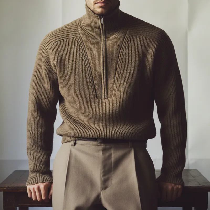 Men's Vintage Warm Zip-up Stand-collar Knitted Sweater MTA3041K4U sold by Manly product image thumbnail 2