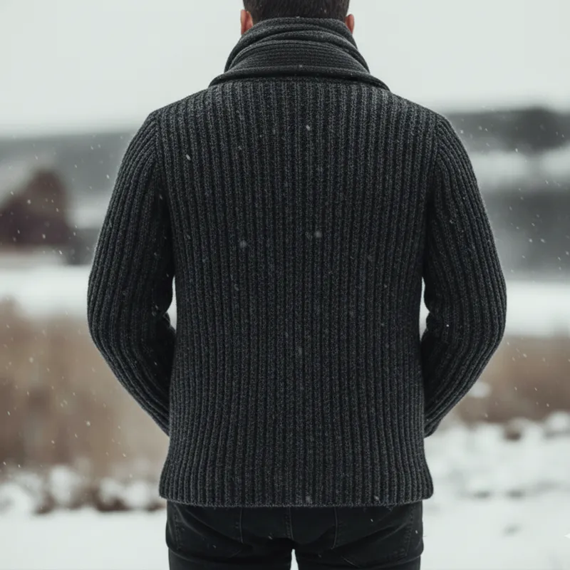 Men's Classic Thick Dark Gray Jacquard Knit Button-up Cardigan MTA2980K9U sold by Manly product image thumbnail 4