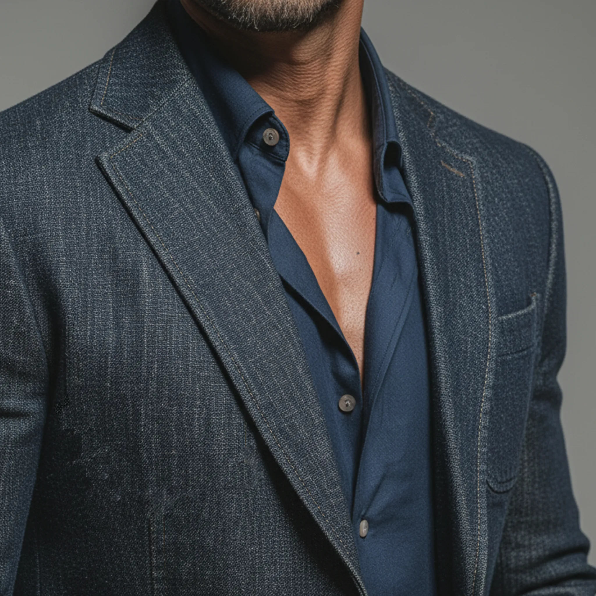 Men's Classic Casual And Business Washed Denim Single-breasted Blazer MTA3063K5K sold by Manly product image thumbnail 5