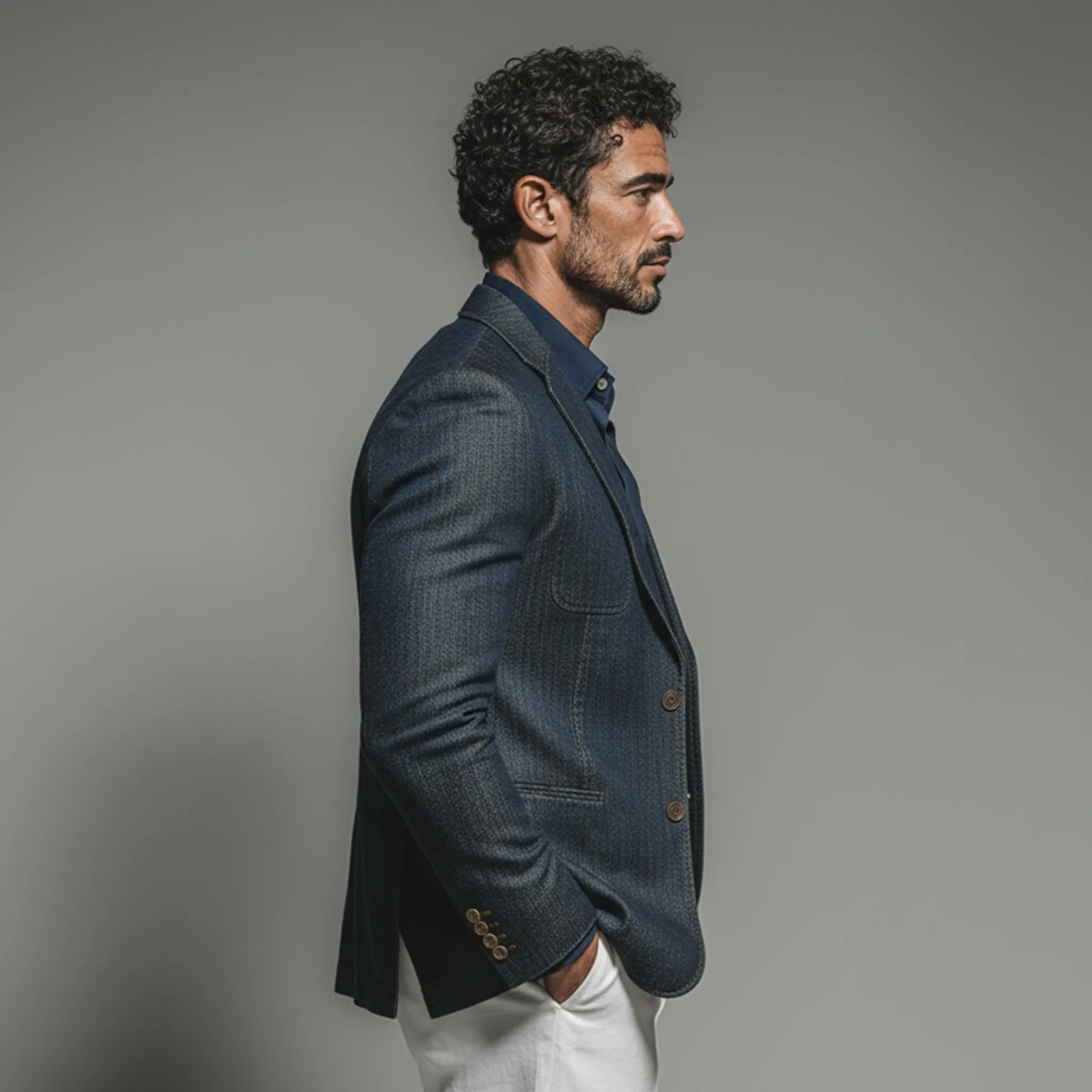 Men's Classic Casual And Business Washed Denim Single-breasted Blazer MTA3063K5K sold by Manly product image thumbnail 3