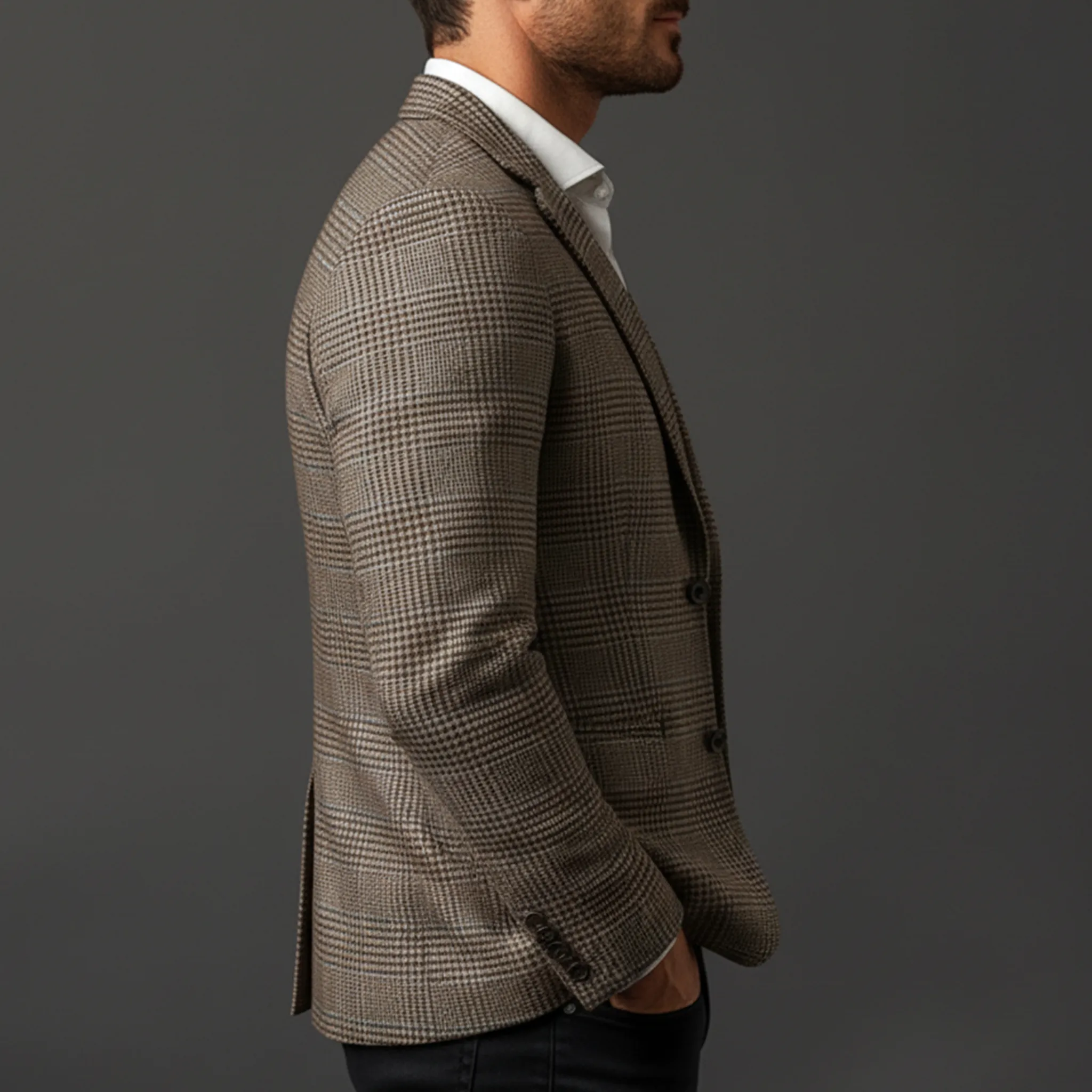 Men's Classic Business Herringbone Blend Slim Fit Single-Breasted Blazer MTA3076K6K sold by Manly product image thumbnail 3