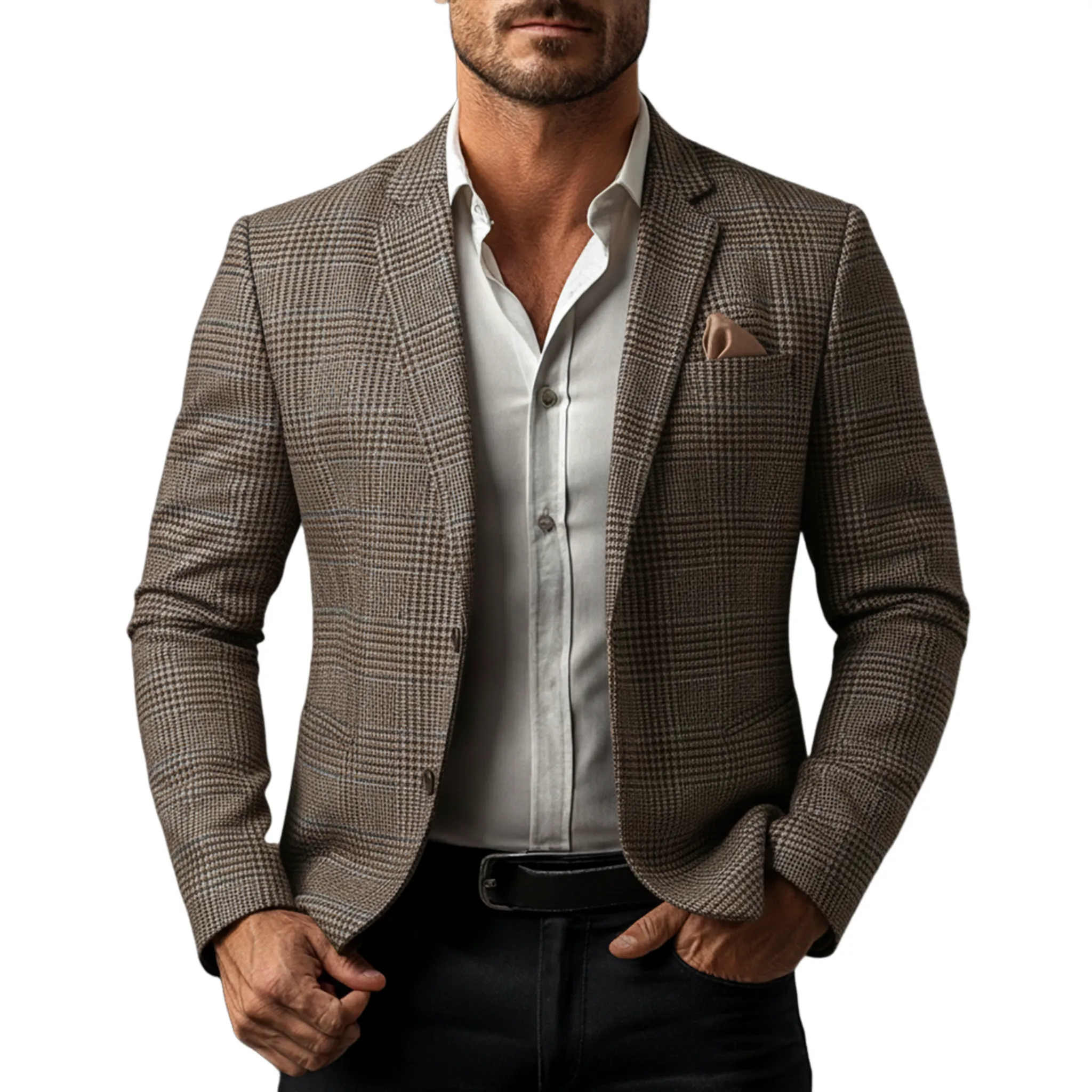 Men's Classic Business Herringbone Blend Slim Fit Single-Breasted Blazer MTA3076K6K sold by Manly