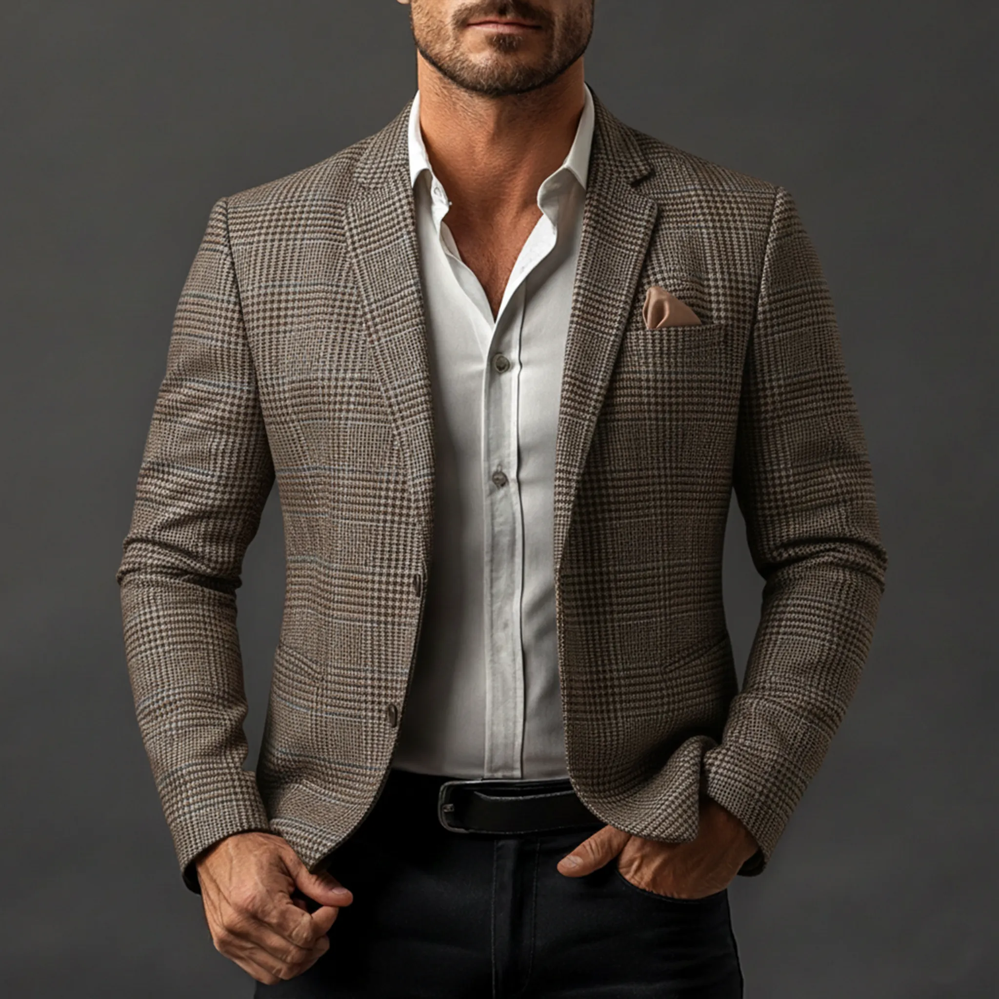 Men's Classic Business Herringbone Blend Slim Fit Single-Breasted Blazer MTA3076K6K sold by Manly product image thumbnail 2