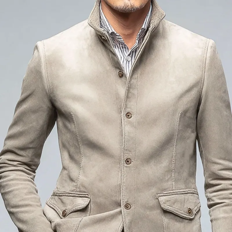 Men's Faux Suede Retro Solid Color Lapel Button Jacket MTA3046K0X sold by Manly product image thumbnail 4