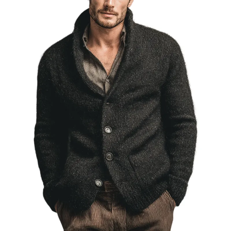 Men's Solid Color Knitted Collared Button Cardigan MTA2924K0X sold by Manly