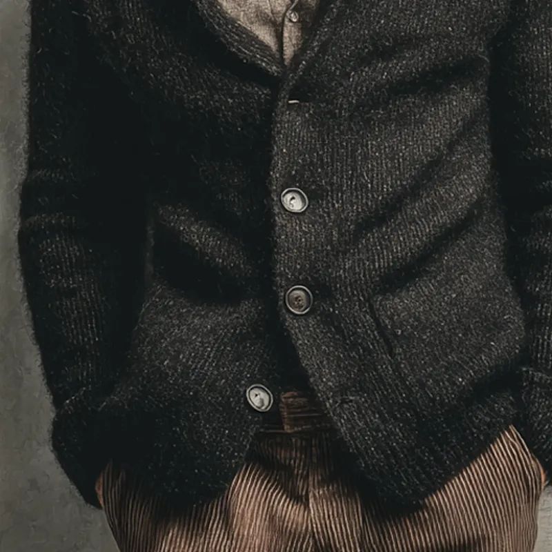 Men's Solid Color Knitted Collared Button Cardigan MTA2924K0X sold by Manly product image thumbnail 4