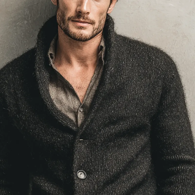 Men's Solid Color Knitted Collared Button Cardigan MTA2924K0X sold by Manly product image thumbnail 3