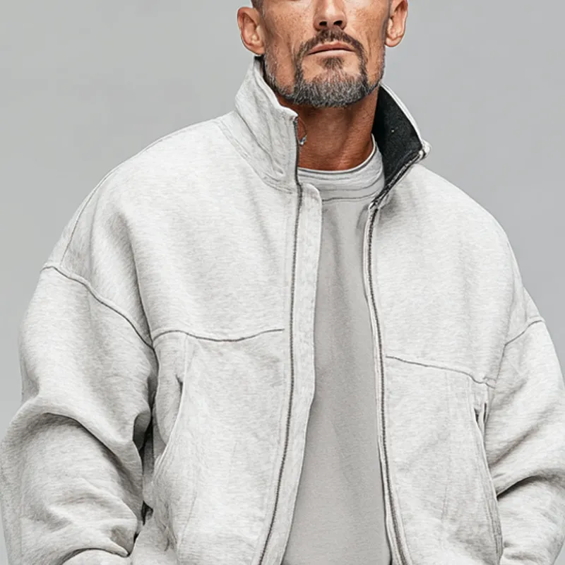 Men's Cotton Blend Stand Collar Casual Loose Jacket MTA2985K1X sold by Manly product image thumbnail 4