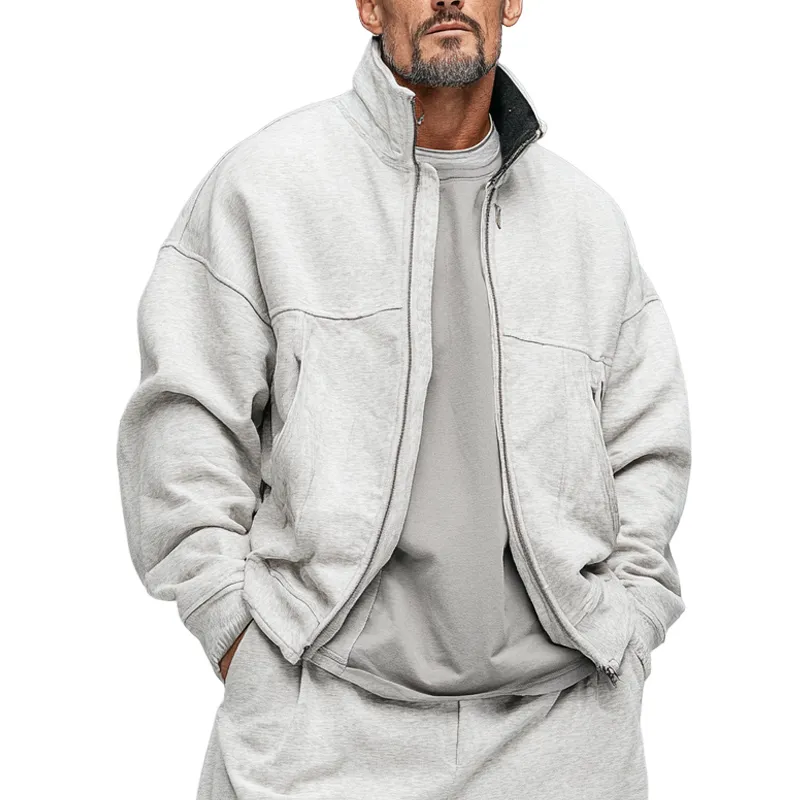 Men's Cotton Blend Stand Collar Casual Loose Jacket MTA2985K1X sold by Manly