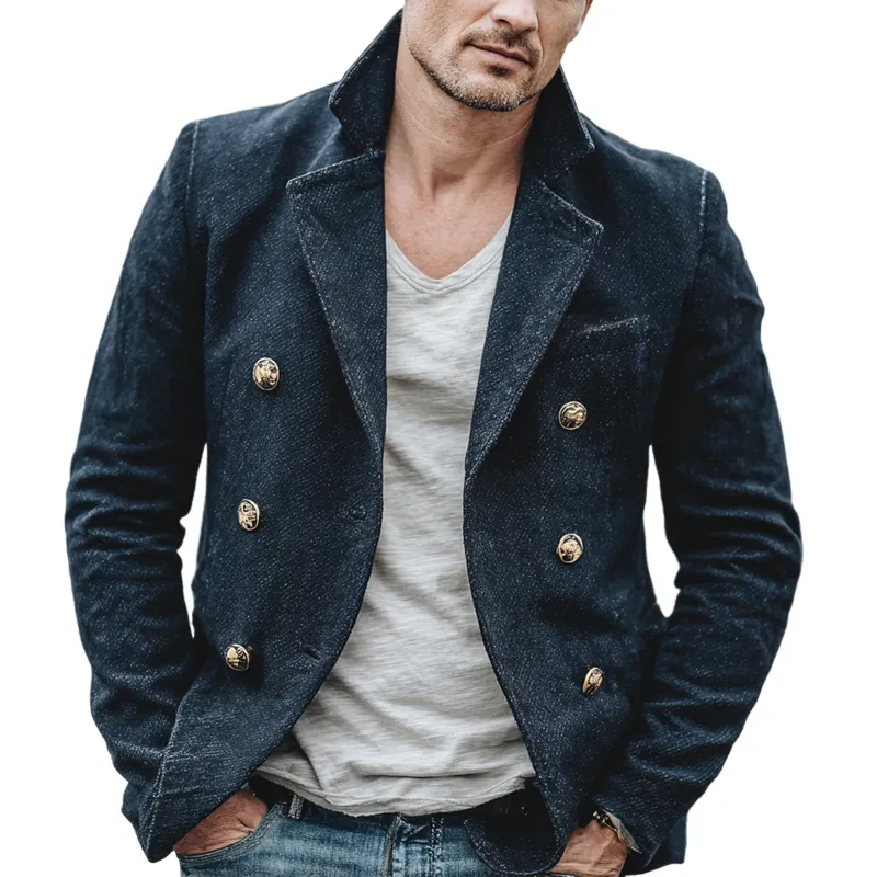 Men's Lapel Washed Denim Jacket MTA2928K6X sold by Manly