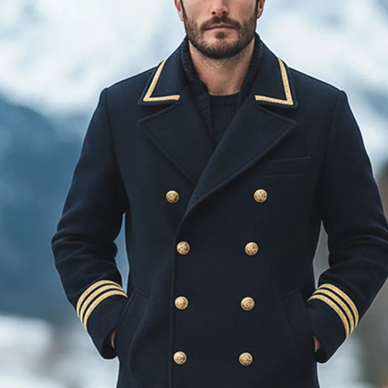 Men's Faux Wool Blend Lapel Double-Breasted Mid-Length Overcoat MTA3037K4X sold by Manly product image thumbnail 4