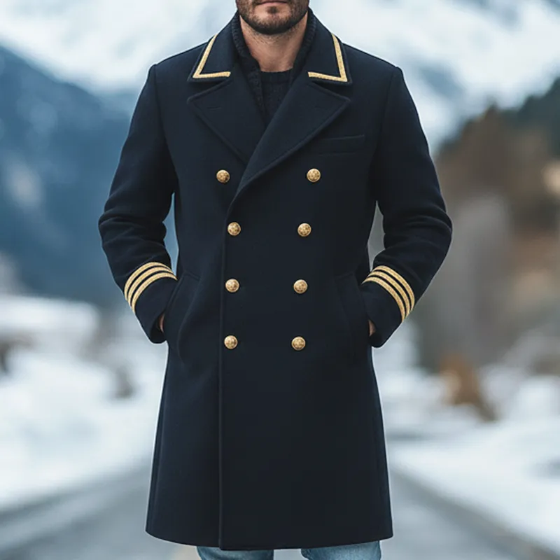 Men's Faux Wool Blend Lapel Double-Breasted Mid-Length Overcoat MTA3037K4X sold by Manly product image thumbnail 2