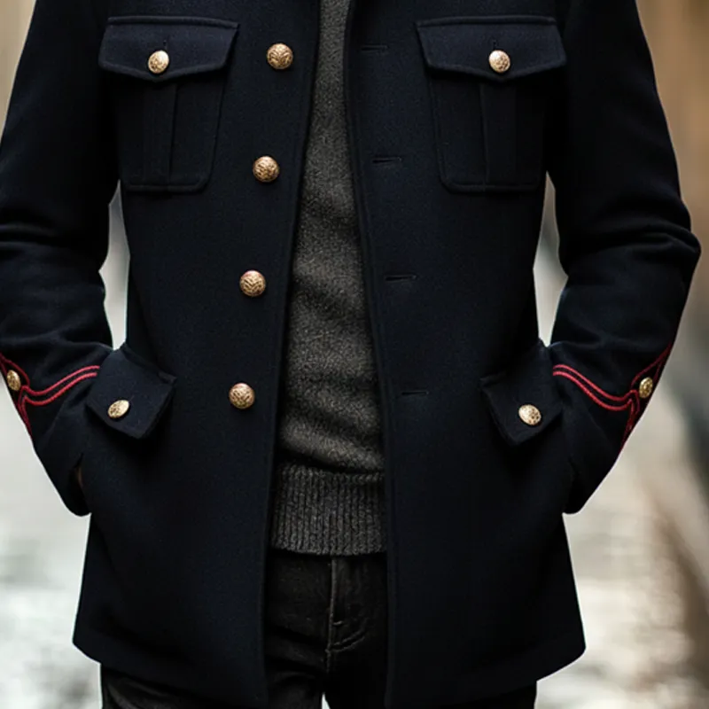 Men's Imitation Wool Stand-up Collar Single-breasted Jacket MTA3058K7X sold by Manly product image thumbnail 4