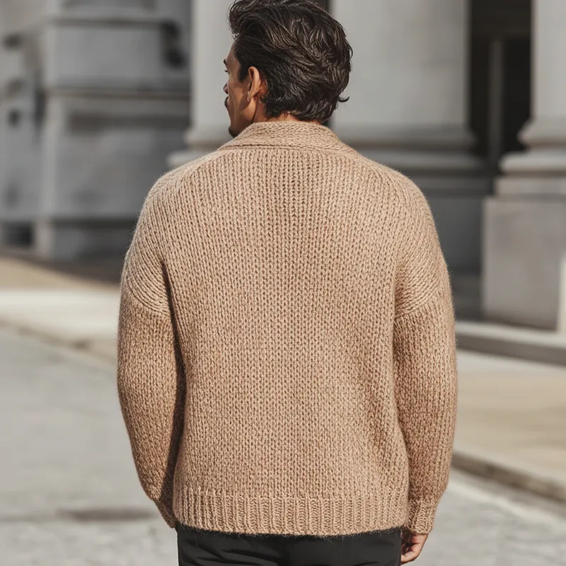 Men's Casual Khaki Button-up Knit Cardigan MTA2937K3U sold by Manly product image thumbnail 4