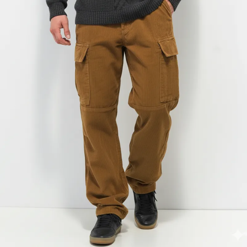 Men's Classic Corduroy Straight-leg Multi-pocket Casual Pants MTA2997K5U sold by Manly product image thumbnail 2