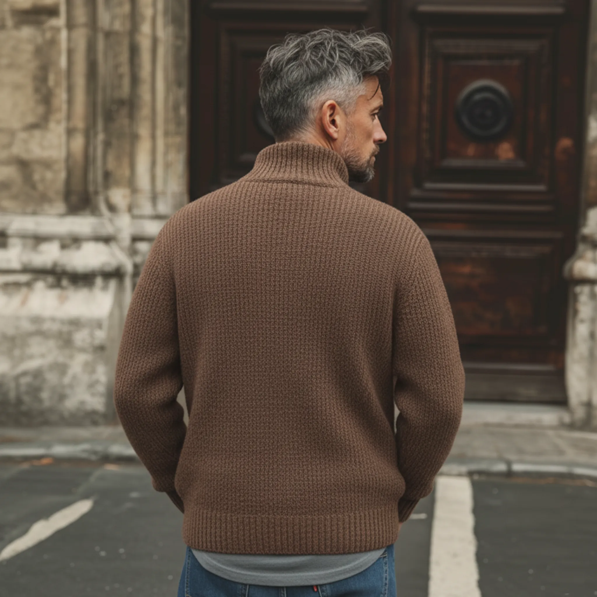 Men's Classic Retro Stand-up Collar Knitted Cardigan MTA2989K2K sold by Manly product image thumbnail 5