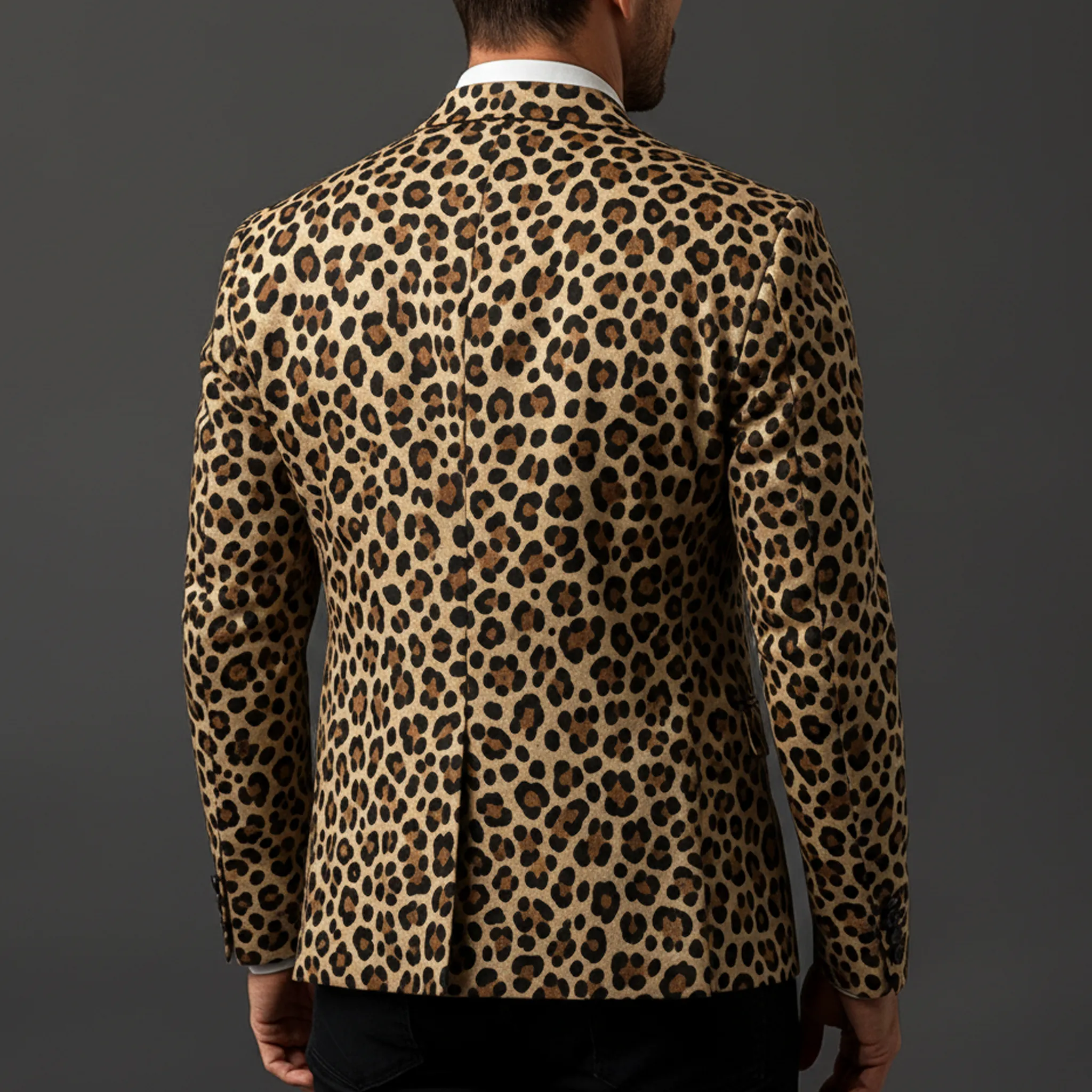 Men's Fashionable And Unique Leopard Print Faux Suede Single-breasted Blazer MTA2961K6K sold by Manly product image thumbnail 4