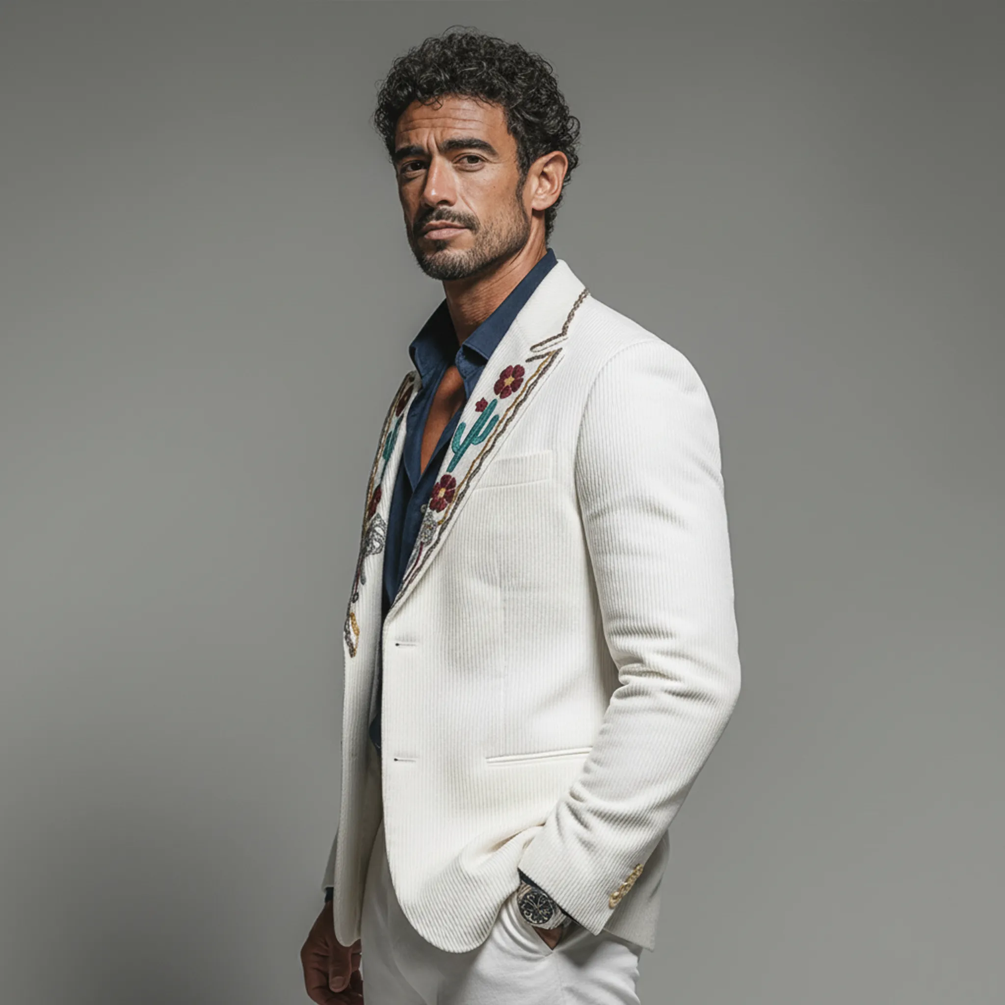 Men's Classic Retro Embroidered Corduroy Slim-fit Blazer MTA2923K2K sold by Manly product image thumbnail 4