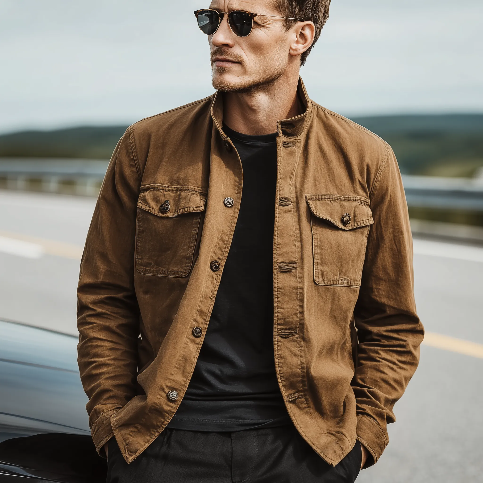 Men's Classic Casual Western Style Stand Collar Washed Twill Cotton Jacket MTA2904K2K sold by Manly product image thumbnail 2