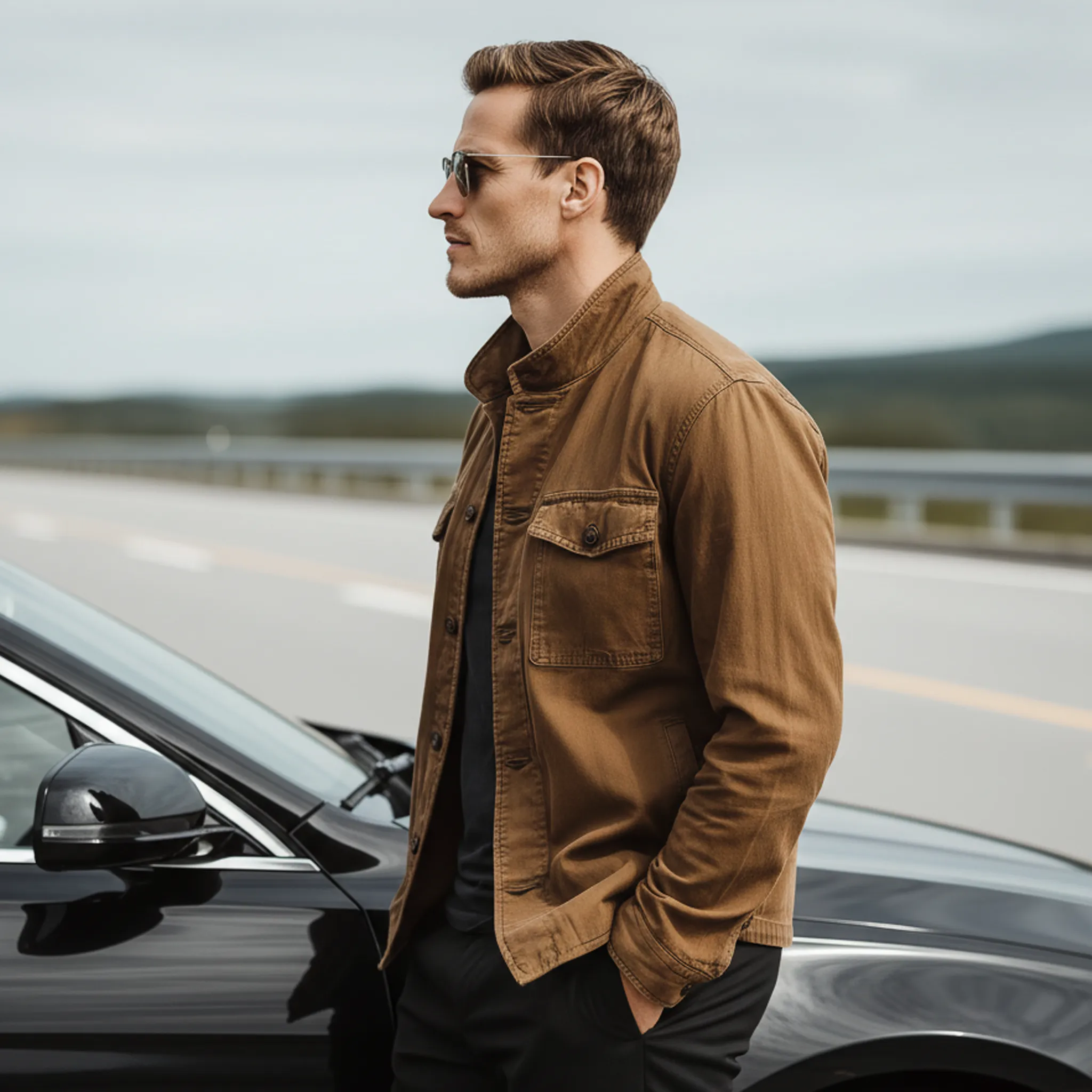 Men's Classic Casual Western Style Stand Collar Washed Twill Cotton Jacket MTA2904K2K sold by Manly product image thumbnail 4