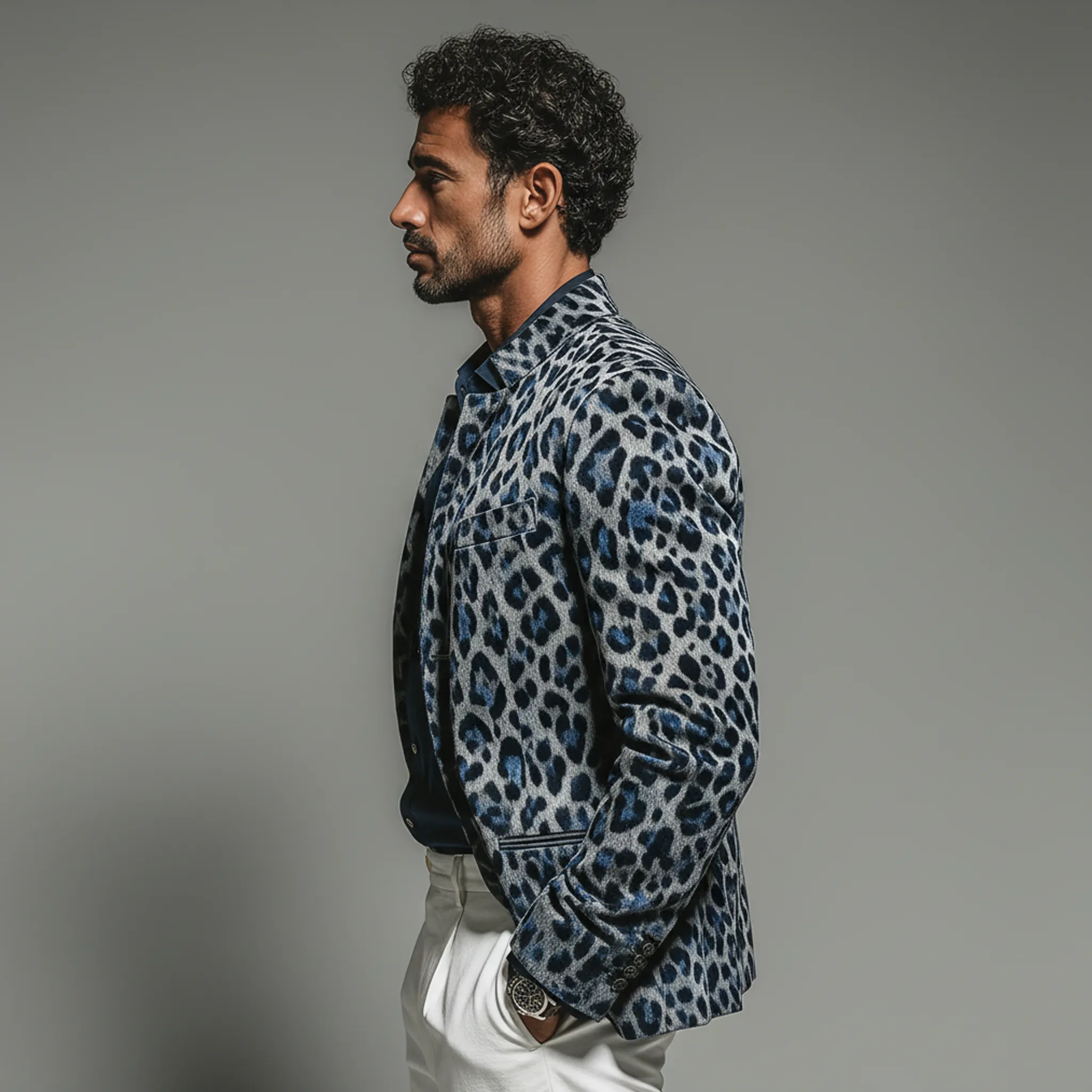 Men's Fashionable And Unique Leopard Print Faux Suede Stand Collar Jacket MTA2958K2K sold by Manly product image thumbnail 4