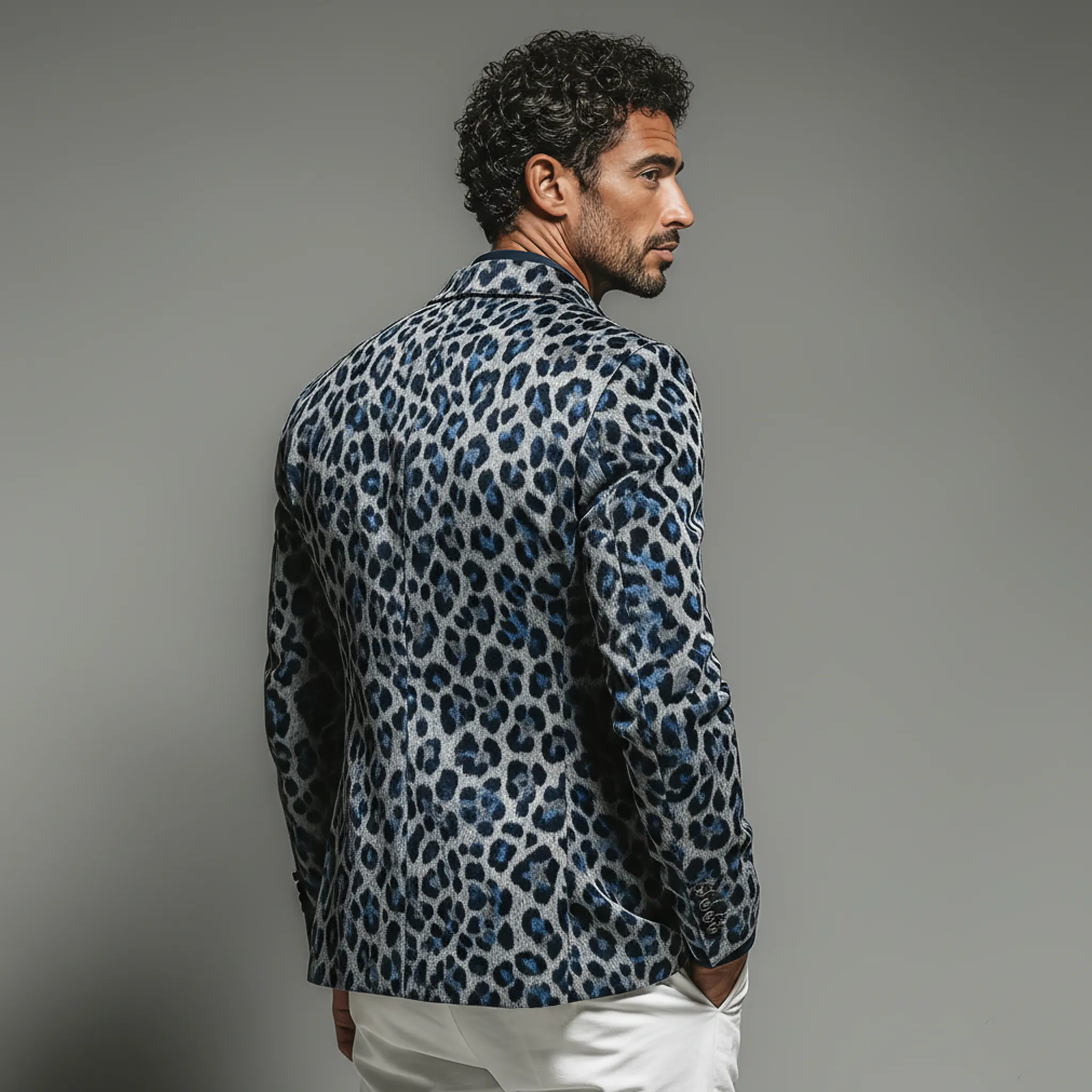 Men's Fashionable And Unique Leopard Print Faux Suede Stand Collar Jacket MTA2958K2K sold by Manly product image thumbnail 5