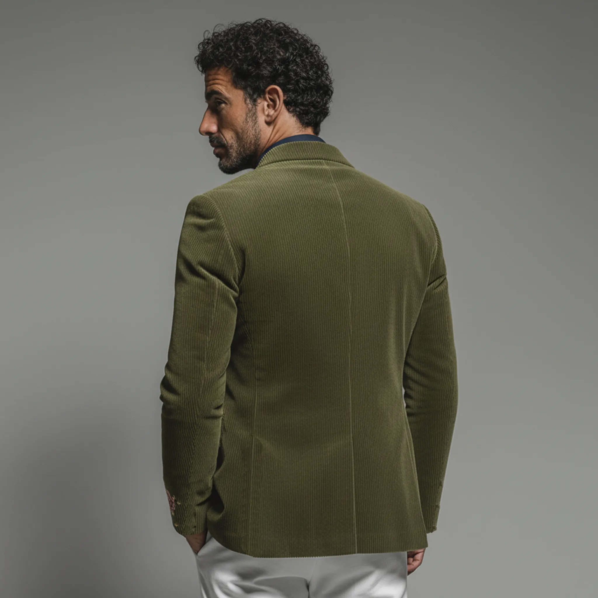 Men's Classic Retro Embroidered Corduroy Stand Collar Jacket MTA2971K4K sold by Manly product image thumbnail 5