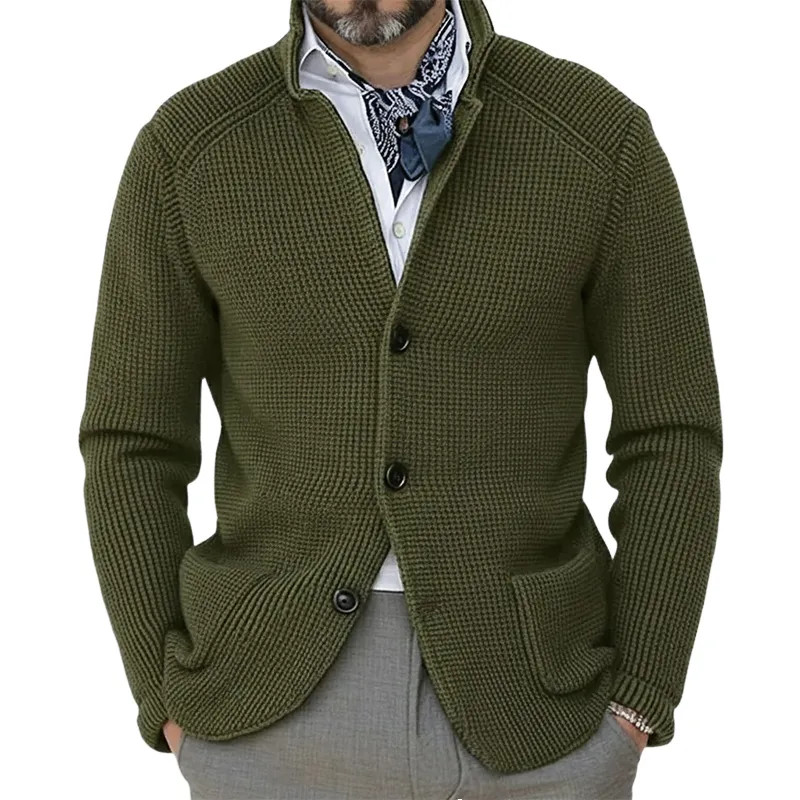 Men's Retro Casual Knitted Stand Collar Cardigan MTA2969K6TO sold by Manly