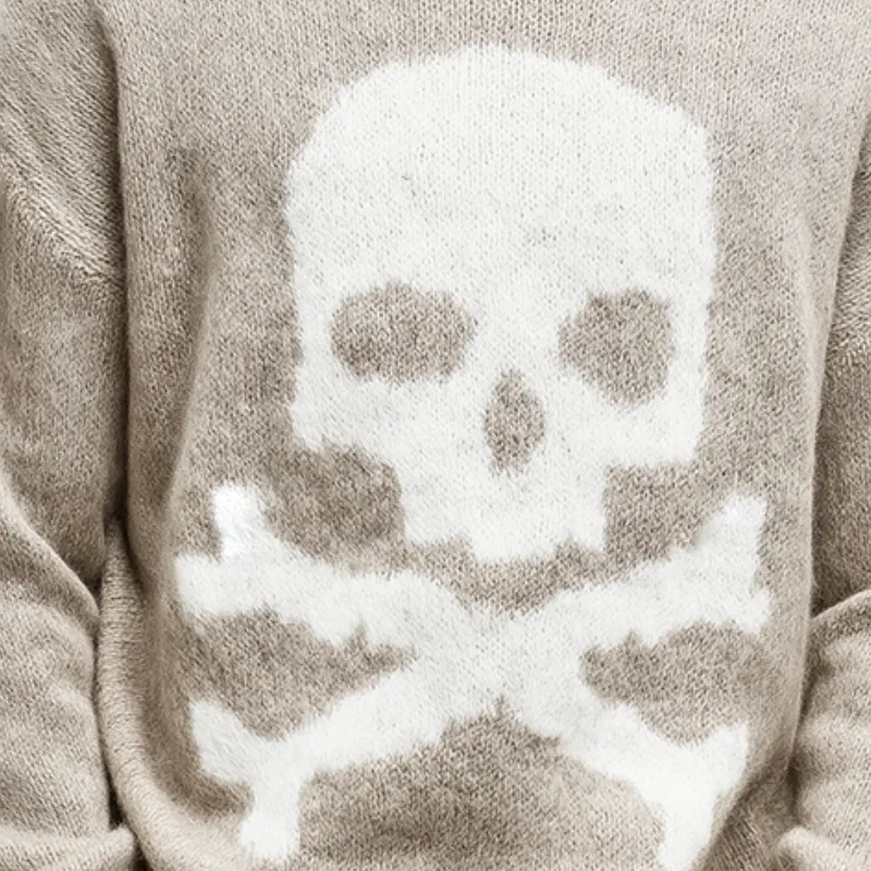 Men's Retro Casual Knitted Skull Round Neck Pullover Sweater MTA2987K4TO sold by Manly product image thumbnail 3