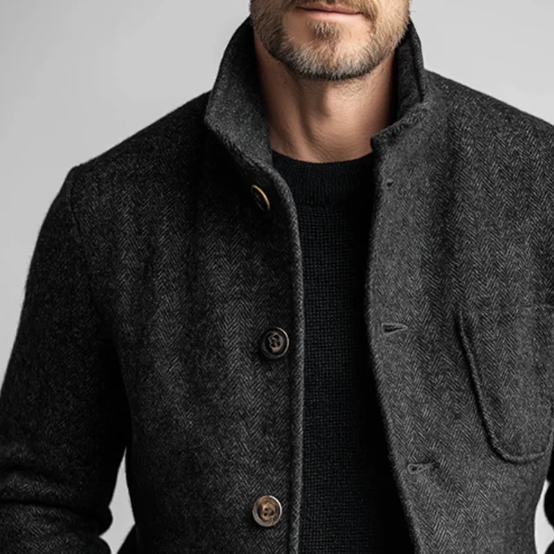 Men's Retro Casual Herringbone Stand Collar Jacket MTA2862K8TO sold by Manly product image thumbnail 3