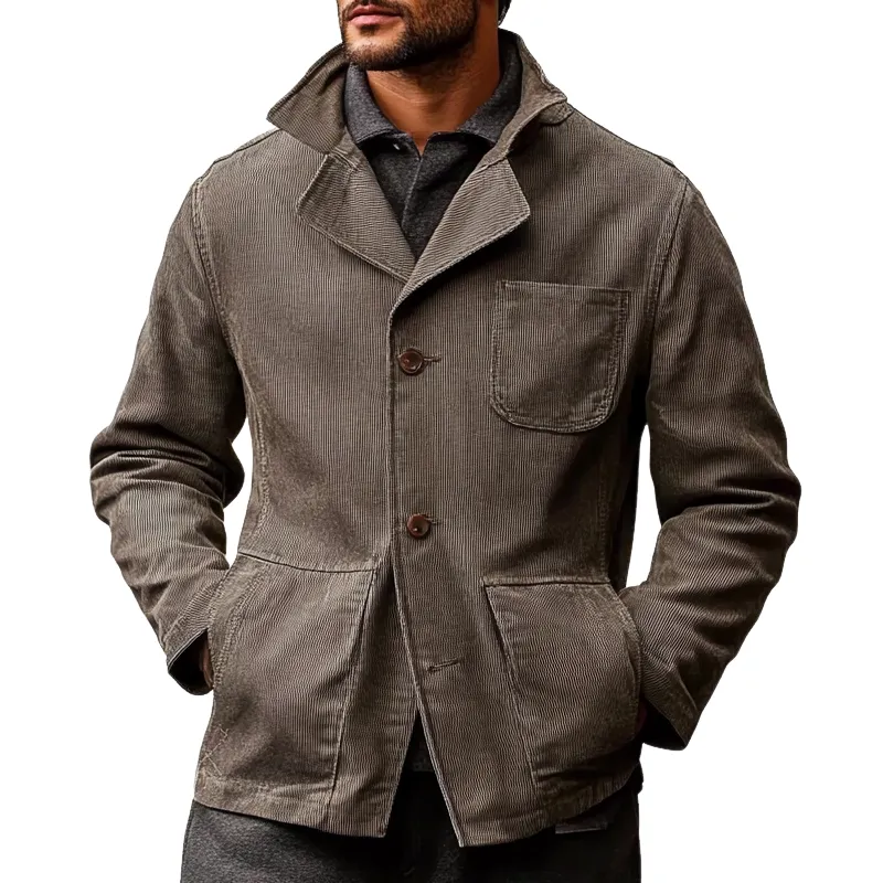 Men's Retro Solid Color Corduroy Lapel Jacket MTA2836K6X sold by Manly