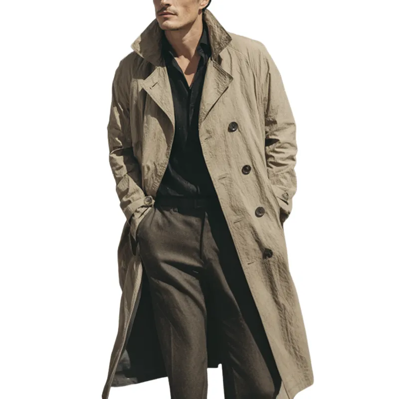 Men's Solid Color Cotton Long Trench Coat MTA2959K4X sold by Manly