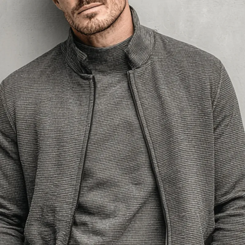 Men's Blended Stand-up Collar Striped Textured Jacket MTA2977K4X sold by Manly product image thumbnail 2