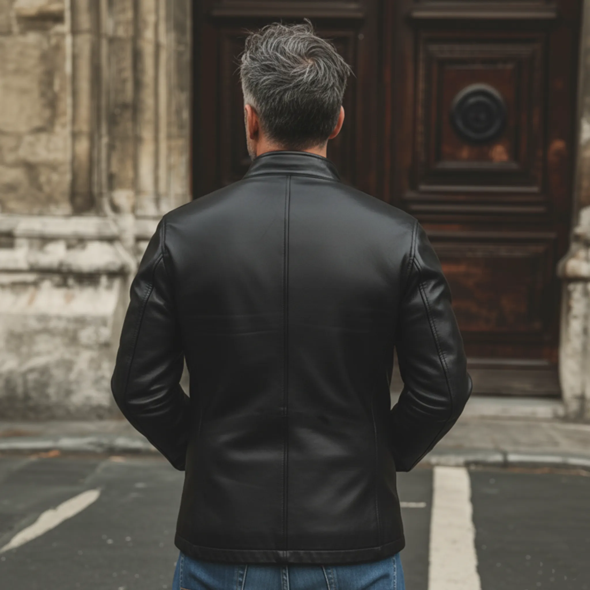 Men's Classic Retro Stand Collar PU Leather Jacket MTA2890K6K sold by Manly product image thumbnail 4