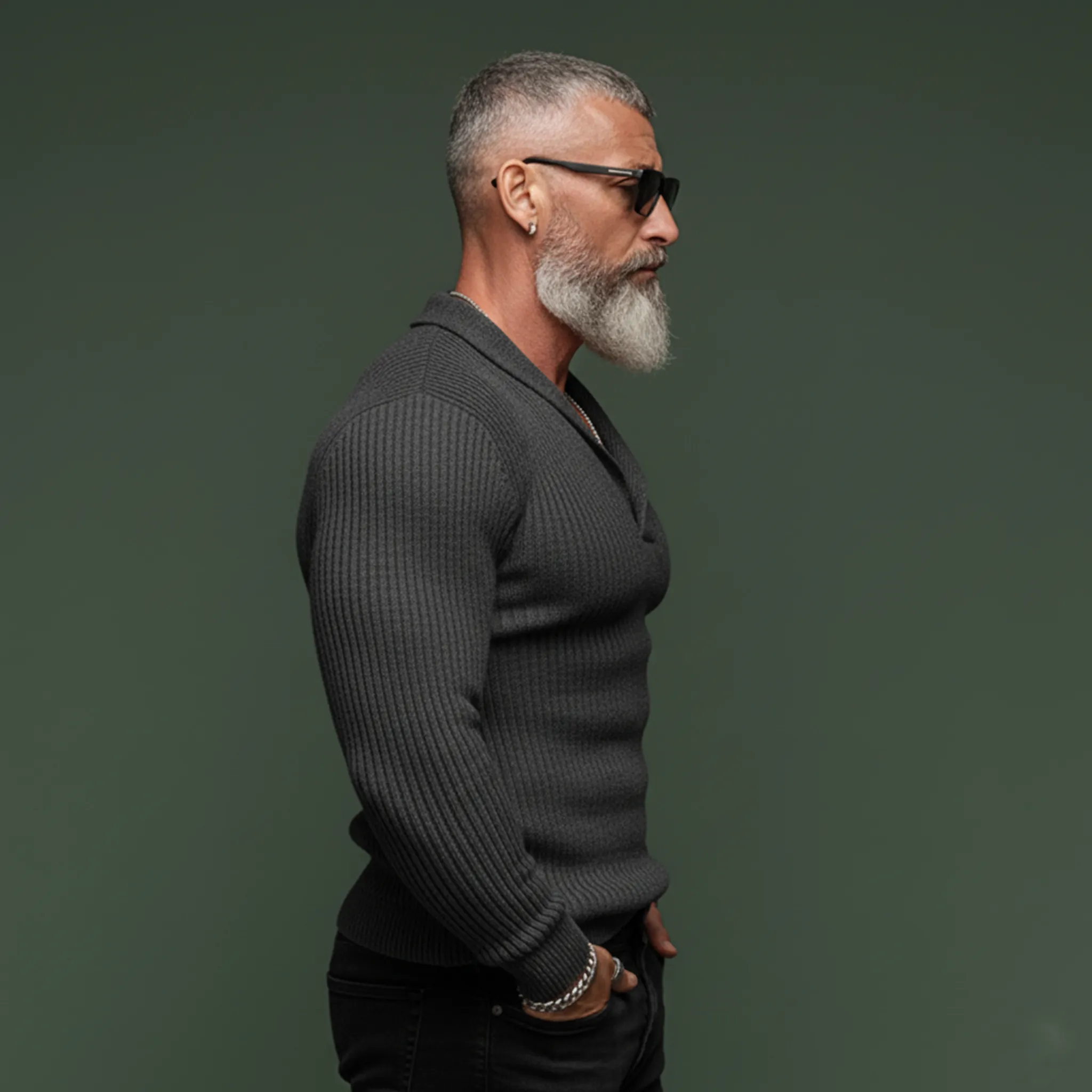 Men's Classic Retro Shawl V-neck Slim Fit Sweater MTA2834K9K sold by Manly product image thumbnail 5