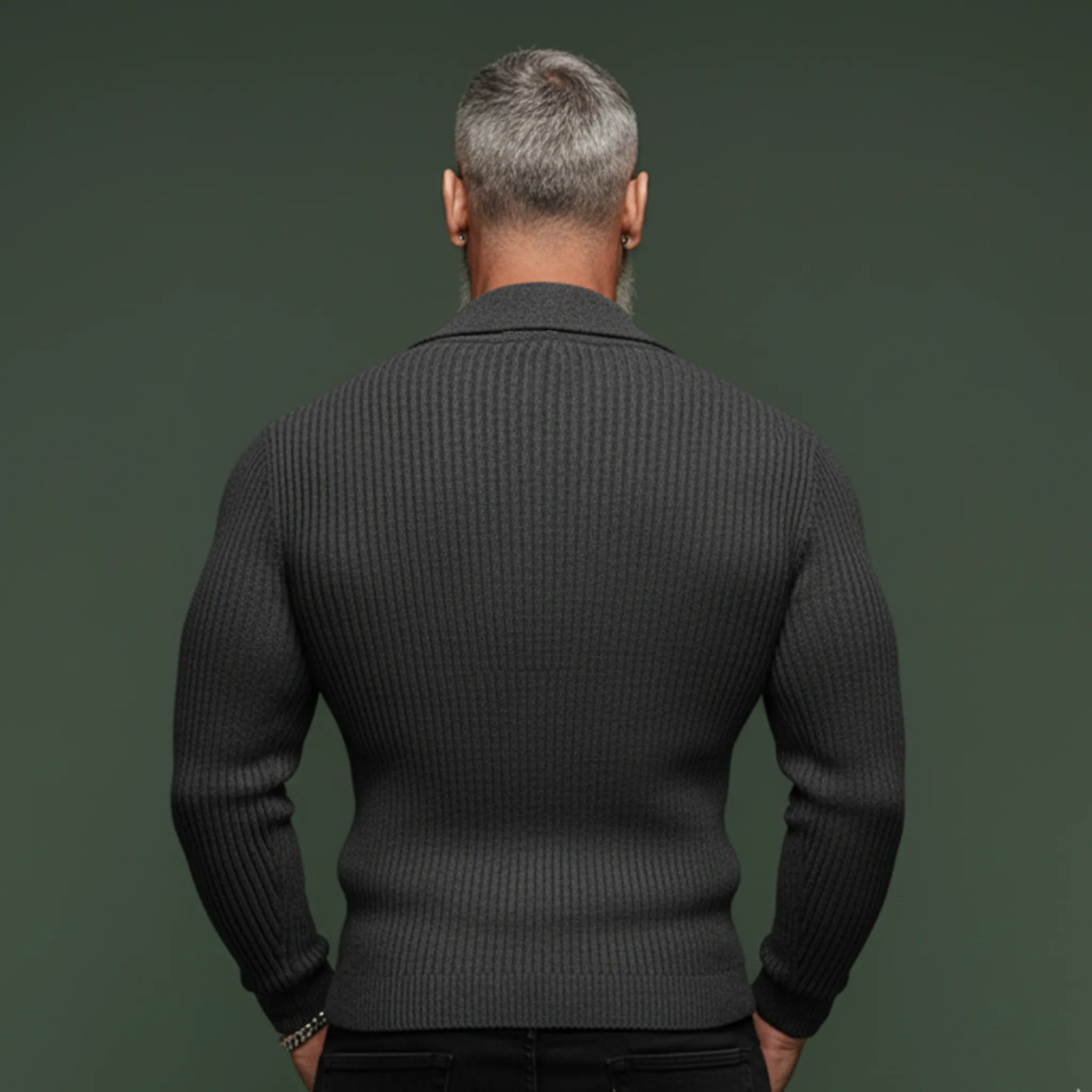 Men's Classic Retro Shawl V-neck Slim Fit Sweater MTA2834K9K sold by Manly product image thumbnail 4