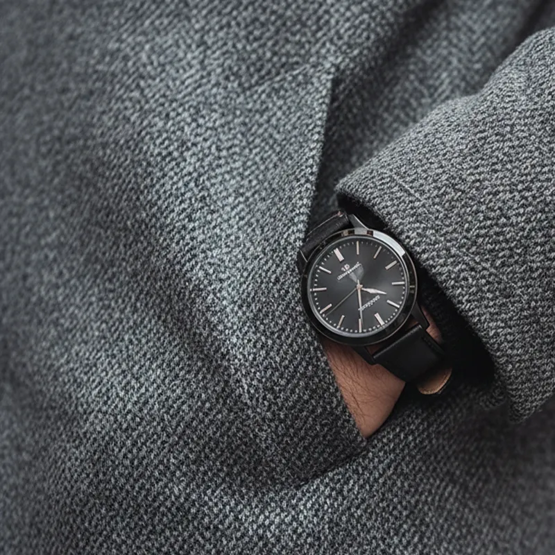 Men's Winter Retro Twill Faux Wool Button Mid-Length Coat MTA2842K1P sold by Manly product image thumbnail 4