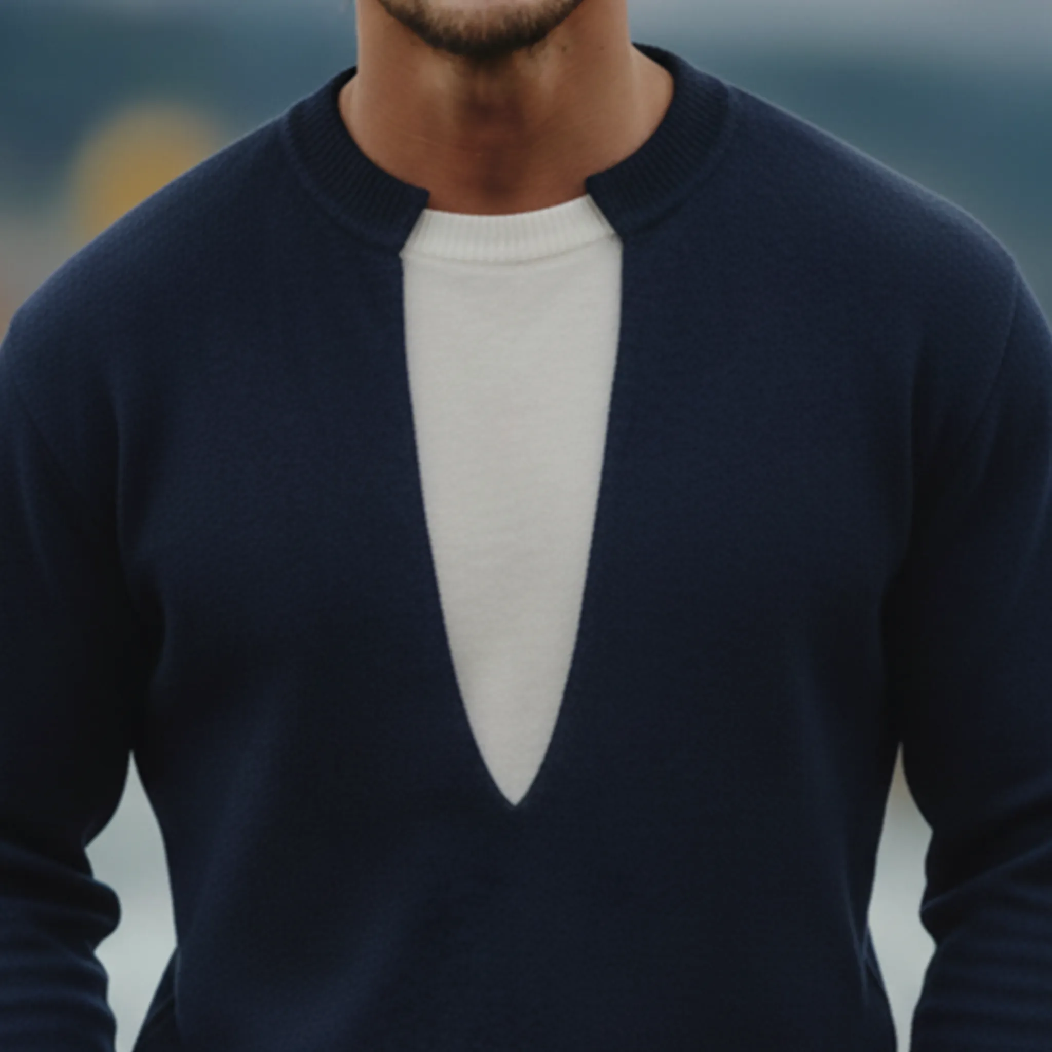 Men's Classic Casual Crew Neck Faux Two-piece Sweater MTA2831K1K sold by Manly product image thumbnail 5