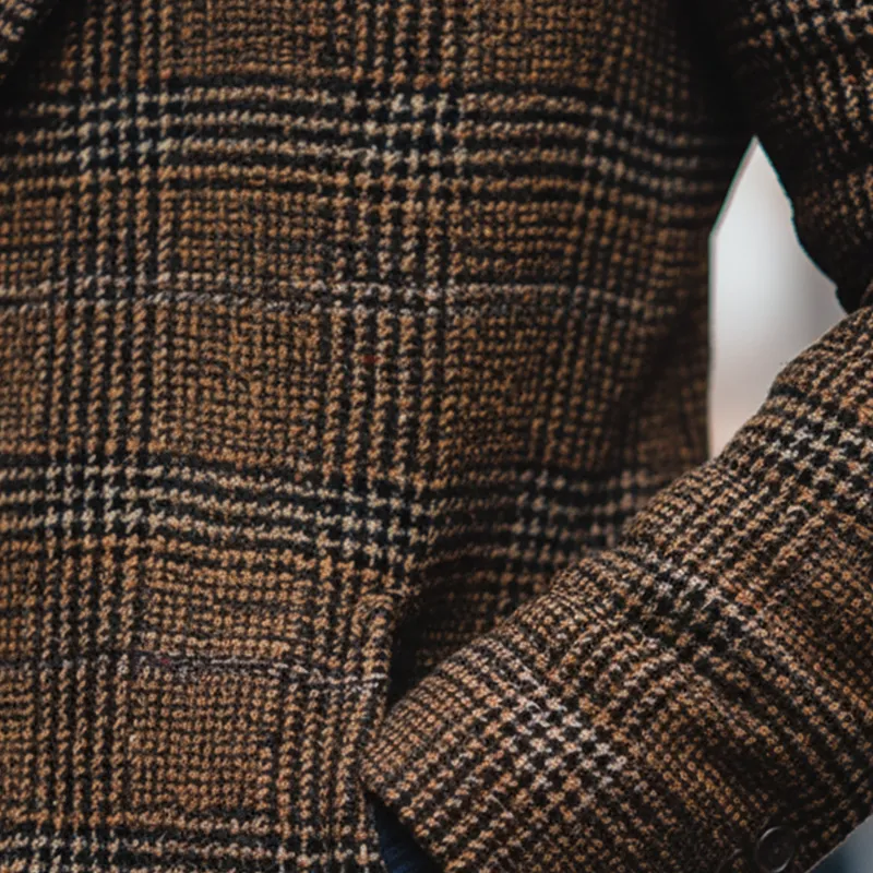 Men's Winter Retro Plaid Faux Wool Mid-length Coat MTA2884K5P sold by Manly product image thumbnail 4