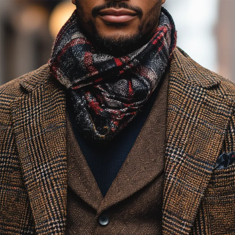 Men's Winter Retro Plaid Faux Wool Mid-length Coat MTA2884K5P sold by Manly product image thumbnail 3