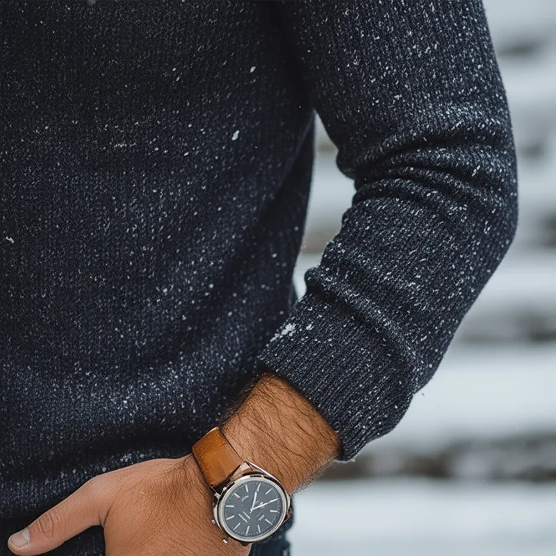 Men's Winter Retro Cotton Yarn Knit V-Neck Slim Fit Sweater MTA2821K9P sold by Manly product image thumbnail 4