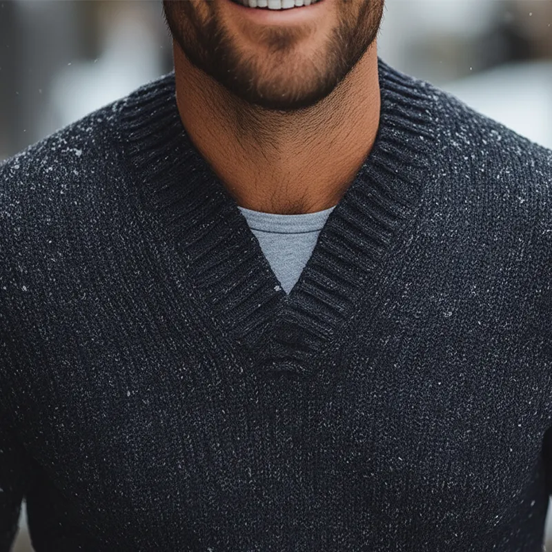 Men's Winter Retro Cotton Yarn Knit V-Neck Slim Fit Sweater MTA2821K9P sold by Manly product image thumbnail 3