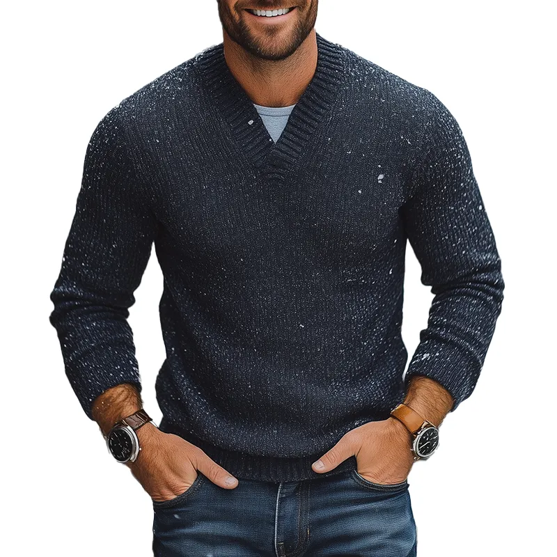 Men's Winter Retro Cotton Yarn Knit V-Neck Slim Fit Sweater MTA2821K9P sold by Manly
