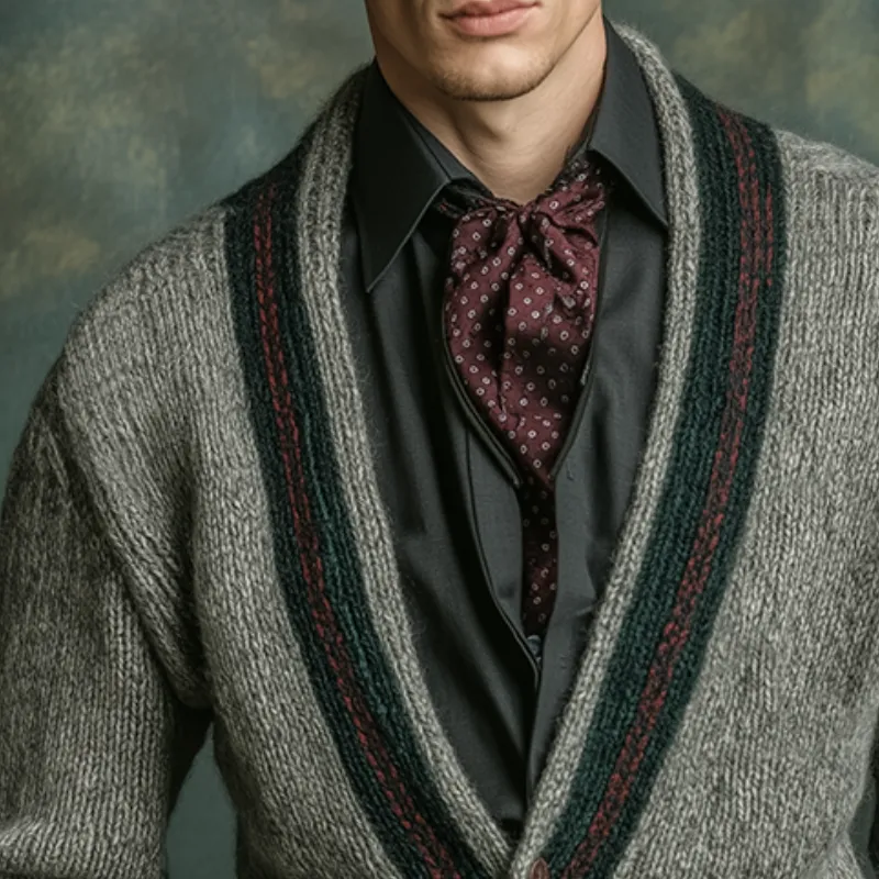 Men's Retro Casual Striped Knit Button-Up Cardigan MTA2875K9TO sold by Manly product image thumbnail 3