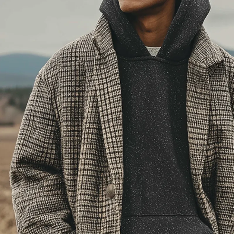 Men's Retro Casual Plaid Lapel Jacket MTA2784K0TO sold by Manly product image thumbnail 3