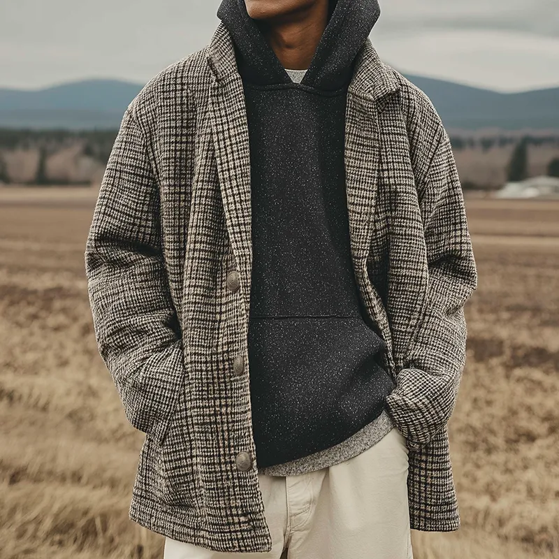 Men's Retro Casual Plaid Lapel Jacket MTA2784K0TO sold by Manly product image thumbnail 2