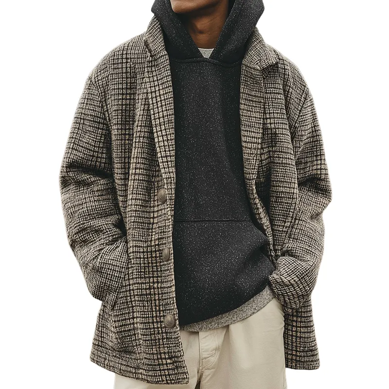 Men's Retro Casual Plaid Lapel Jacket MTA2784K0TO sold by Manly