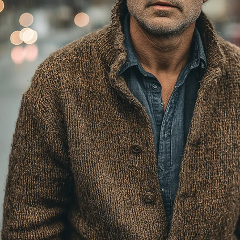 Men's Retro Casual Stand Collar Button Cardigan MTA2698K1TO sold by Manly product image thumbnail 3